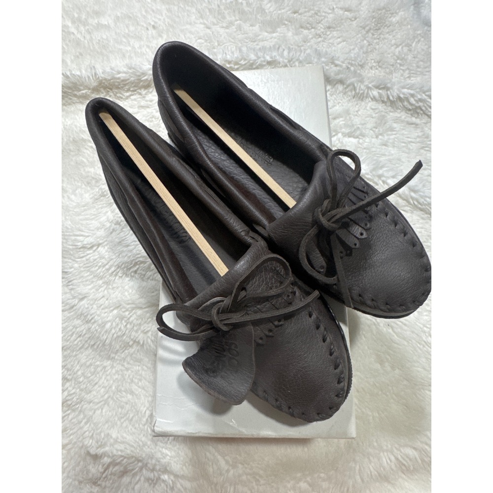 Minnetonka Moccasin Women Size 6 Chocolate New Moosehide Kiltie Loafers